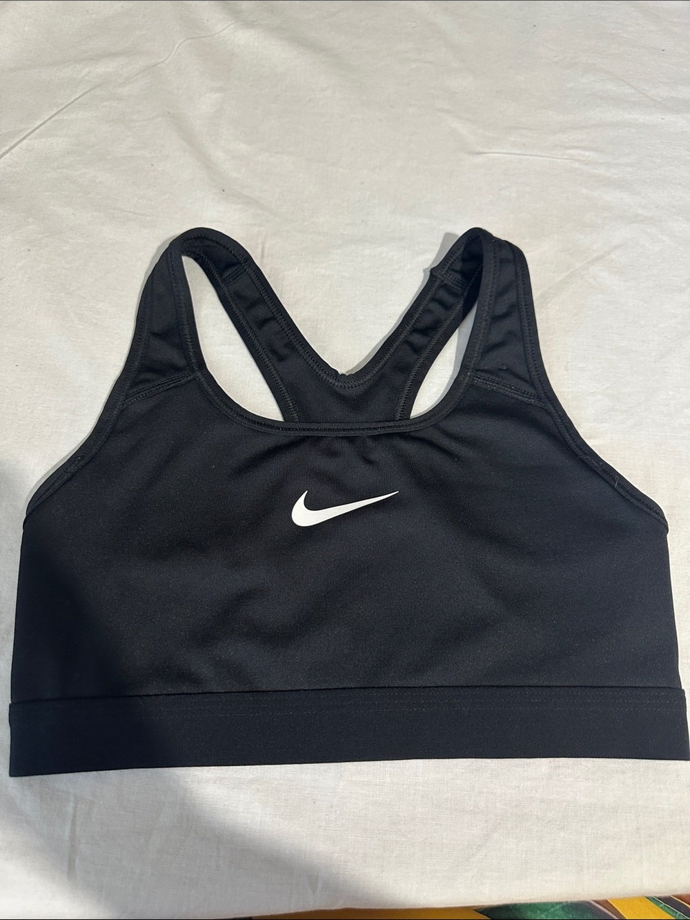 Nike Black Racerback Sports Bra with White Swoosh Logo
